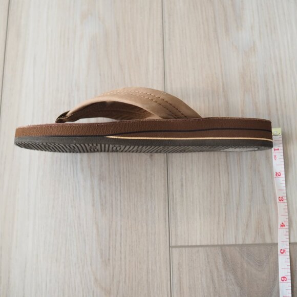 Rainbow Tan Flip Flops Double Layer Premier Leather Arch Support Sz W 5.5-6.5 - Picture 15 of 15